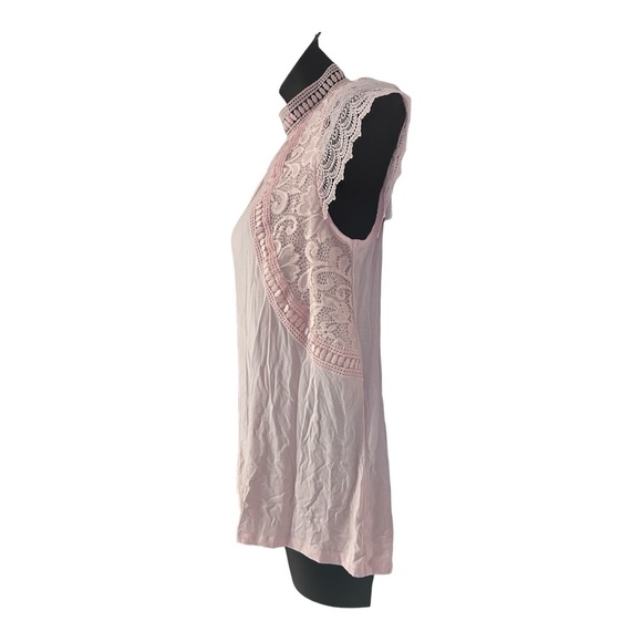 Midnight Velvet Lace Cap Sleeve Office Casual Retro Romantic Pastel Pink Top - Picture 5 of 9